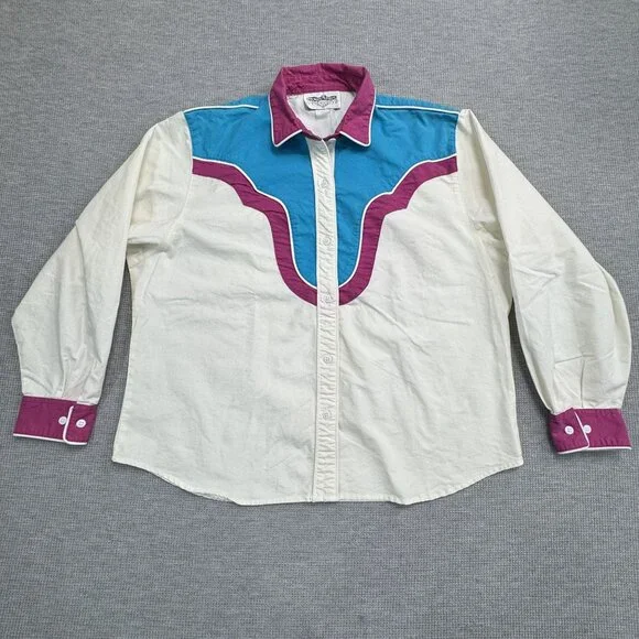 Vintage The San Angelo Collection 80s Western Shirt Mens 48 Multicolor Cotton - Picture 3 of 15